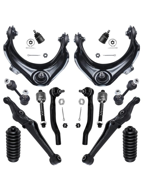 - 14pc Suspension Kit for 98-03 Honda Accord 1999 2000 2001 2002, 2 Upper Control Arms w/Ball Joints, 2 Lower Control Arms, 2 Lower Ball Joints, 4 Tie Rods, 2 Sway Bars, 2 Boots