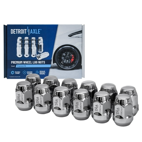 Detroit Axle - 14x1.5 Chrome Wheel Lug Nuts Replacement for Chevy K1500 K2500 Suburban GMC Yukon Cadillac Escalade