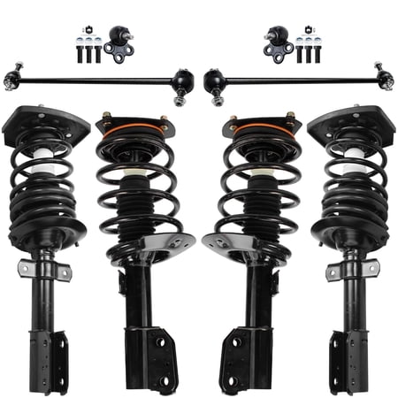 Detroit Axle - [16" Wheel] Front & Rear Struts for 2004-2008 Pontiac Grand Prix [No GXP], Sway Bar, Ball Joint - 8pc Coil Springs and Suspension Kit