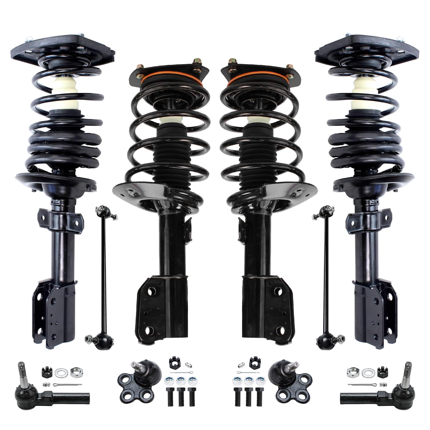 Detroit Axle - 16" Wheels Front & Rear Struts + Outer Tie Rods + Lower Ball Joints + Sway Bars Replacement for 2004 - 2008 Pontiac Grand Prix (No GXP Models) - 10pc Set