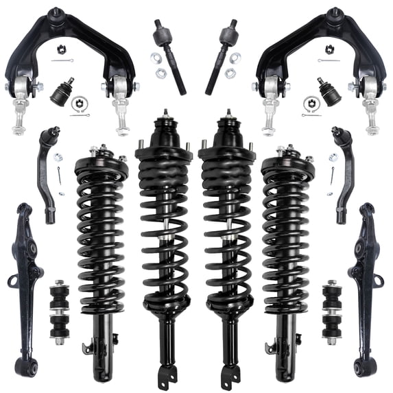 Detroit Axle - 16PC Front and Rear Quick Ready Struts w/Coil Springs and Front Upper Lower Control Arms w/Ball Joints, Sway Bars, and Tie Rods Replacement for 90-93 Honda Accord Sedan, Coupe