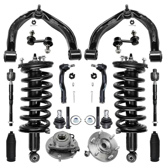 Detroit Axle - 16pc 4WD Front Upper Control Arms + Struts + Tie Rods + Sway Bar Links + Lower Ball Joints + Wheel Hub & Bearing Replacement for 08-10 Infiniti QX56, 08-11 Armada