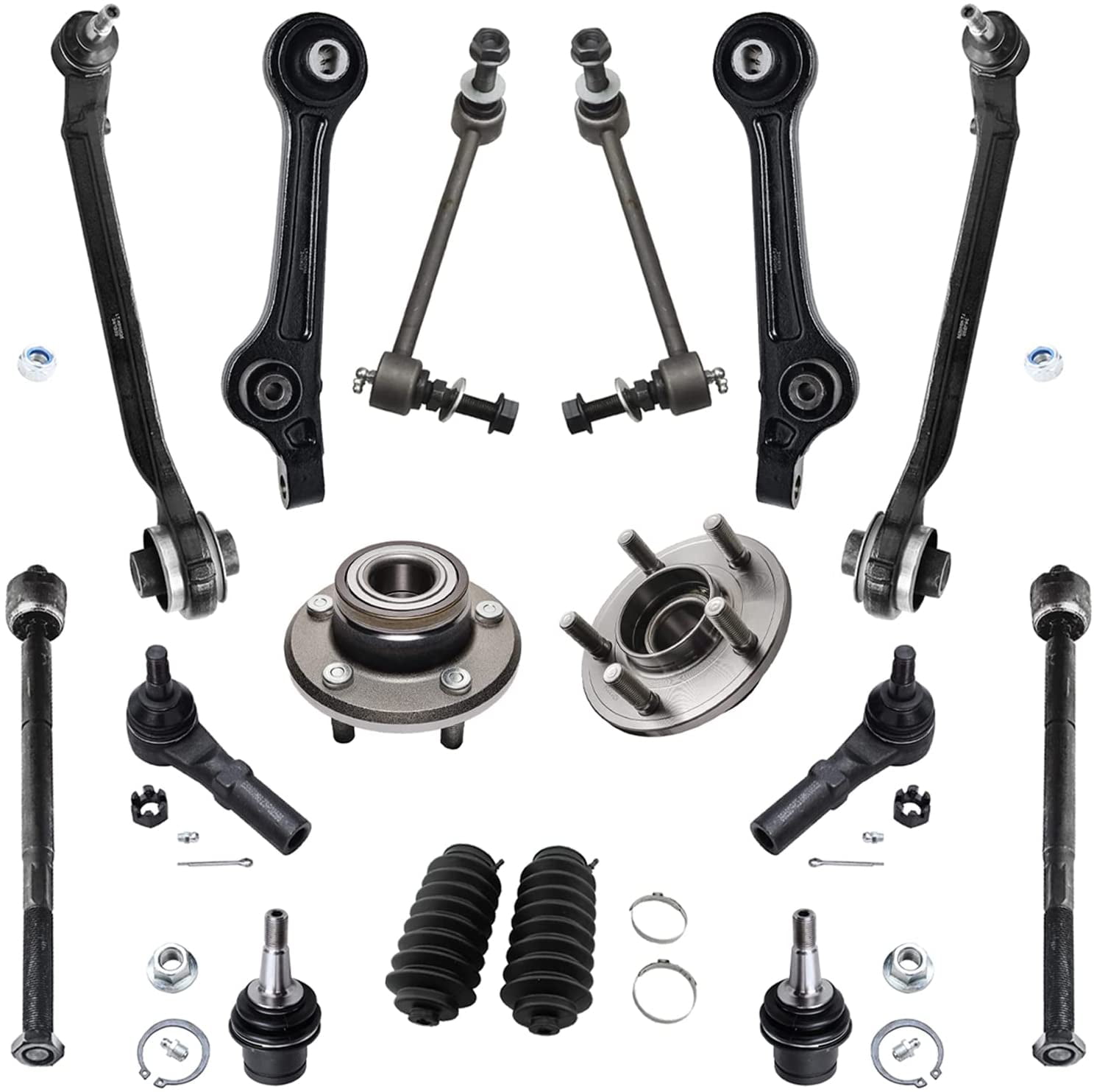 Detroit Axle 16pc RWD Front Lower Control Arms Wheel Hubs Suspension