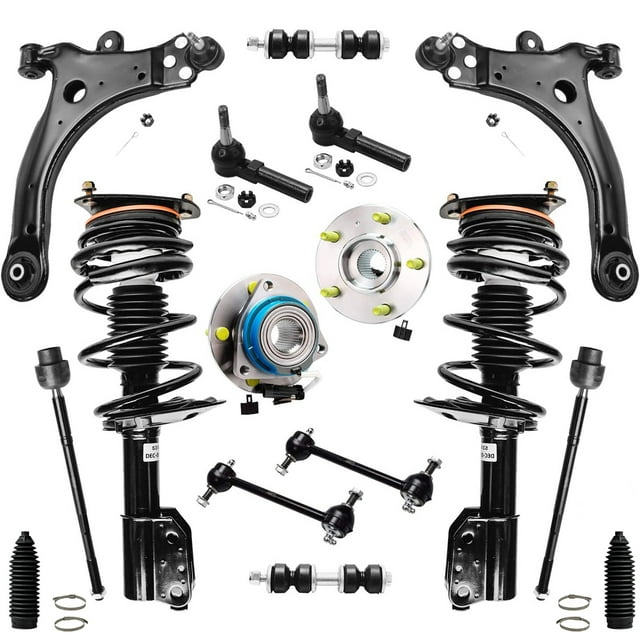 Complete Front Suspension Kit For Buick Enclave, Chevy Traverse, GMC Acadia (2008-2016) - Includes Struts, Control Arms, Tie Rods, Sway Bar Links