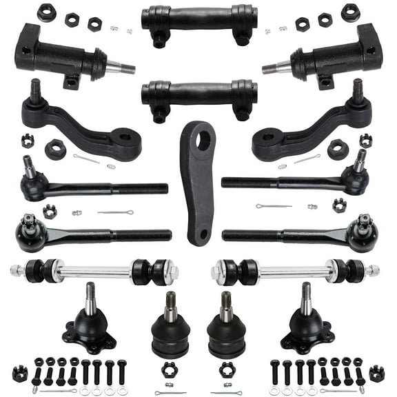 Detroit Axle - 17pc Front Suspension Kit for 96-02 Chevy GMC Express Savana 1500 2500 Idler Arms & Brackets Pitman Arm Tie Rods Sway Bars Ball Joints Adjusting Sleeves Replacement