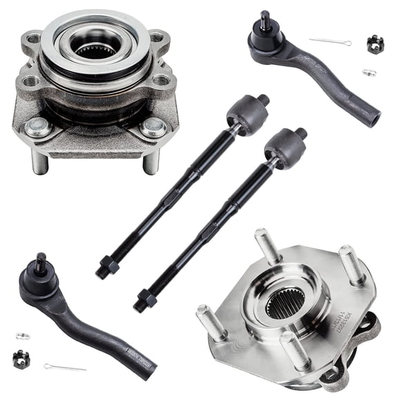 Detroit Axle - 2.0L Front Wheel Bearing Hubs Kit for 2007-2012 Nissan Sentra 2008 2009 2010 2011, 2 Wheel Hub and Bearings 4 Tie Rods Replacement