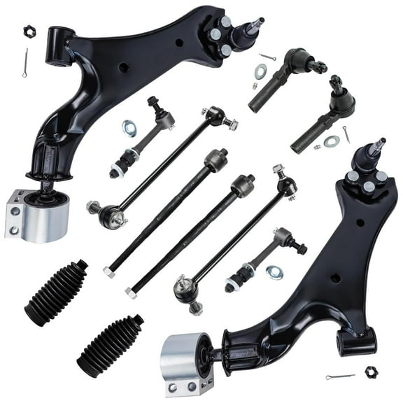 Detroit Axle - 2.4L Front End Kit for 2010-2017 GMC Terrain Chevy Equinox, Lower Control Arms w/Ball Joint Tie Rods Boots Front and Rear Sway Bars 2011 2012 2013 2014 2015 2016 Replacement