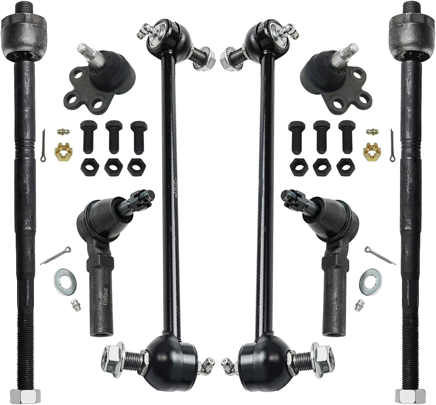 Detroit Axle - 2.4L Front Tie Rods Ball Joints Sway Bars for Chevy Equinox GMC Terrain 2010 2011 2012 2013 2014 2015 2016 2017, 4 Inner Outer Tie Rods 2 Lower Ball Joints 2 Sway Bars Replacement