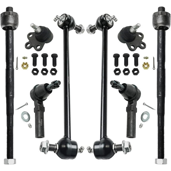 Detroit Axle - 2.4L Front Tie Rods Ball Joints Sway Bars for Chevy Equinox GMC Terrain 2010 2011 2012 2013 2014 2015 2016 2017, 4 Inner Outer Tie Rods 2 Lower Ball Joints 2 Sway Bars Replacement