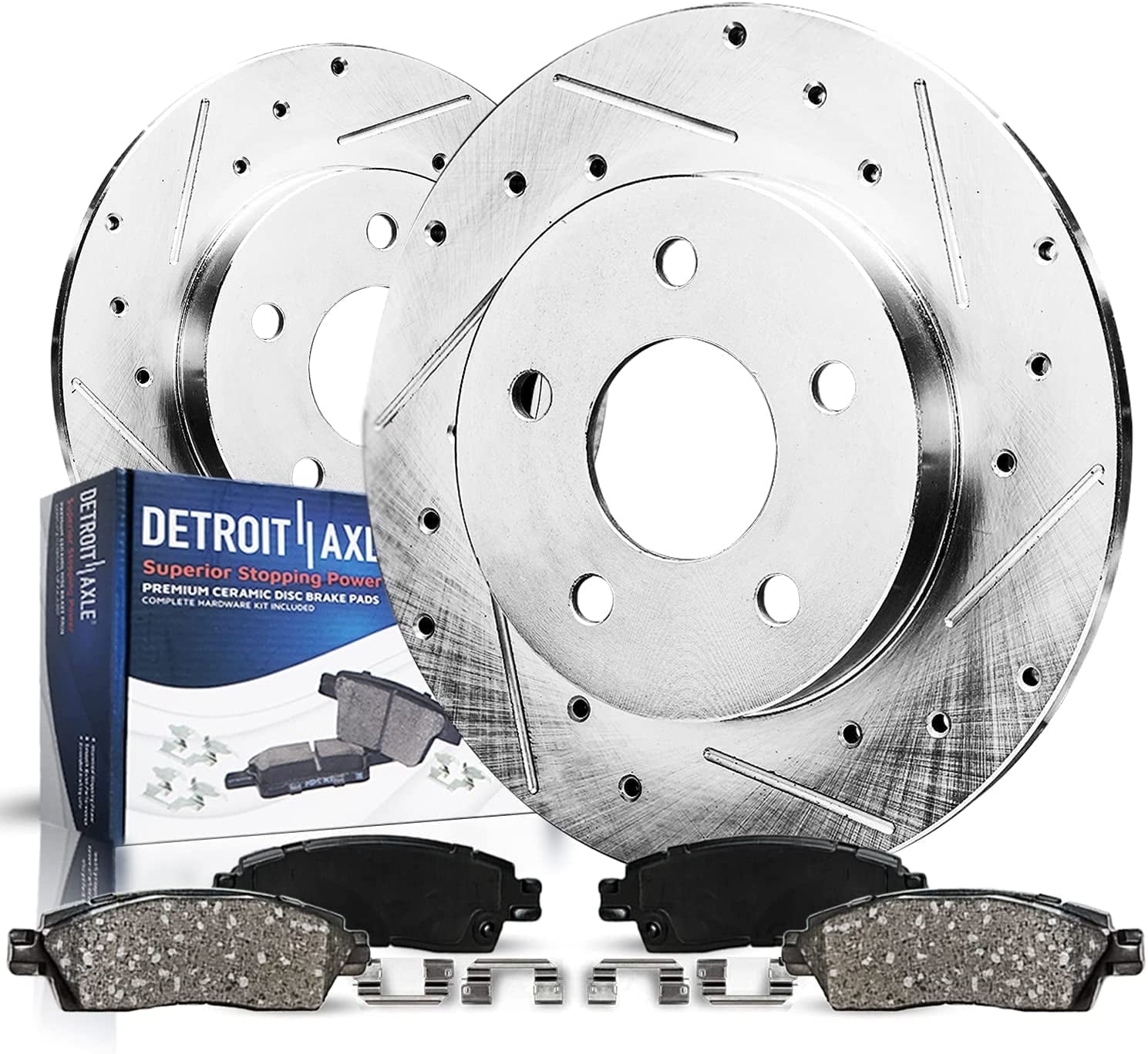Rear Brake Rotors & Pads Kit For 2008-2010 Hyundai Sonata L4 2.4L – Drilled & Slotted (6-Piece)