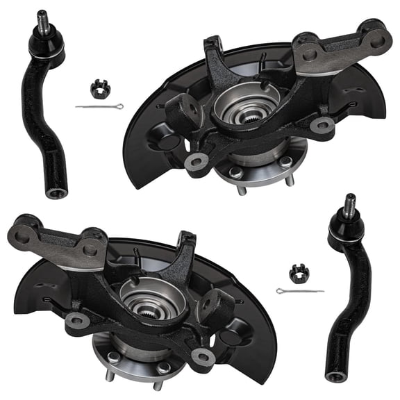 Detroit Axle - 2.5L Front 4pc Steering Knuckles Kit for 2012-2017 Toyota Camry, 2 Steering Knuckles & Wheel Bearing Hubs 2 Outer Tie Rod Ends 2013 2014 2015 2016