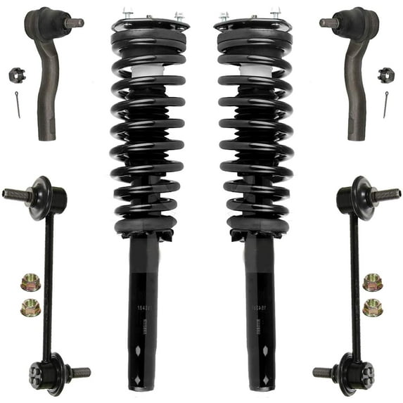 Detroit Axle - 2.5L Front 6pc Struts Kit for 10-12 Ford Fusion, 10-11 Mercury Milan, 2 Struts & Coil Spring 2 Stabilizer Sway Bars 2 Outer Tie Rod Ends 2010 2011 2012 Replacement Suspension