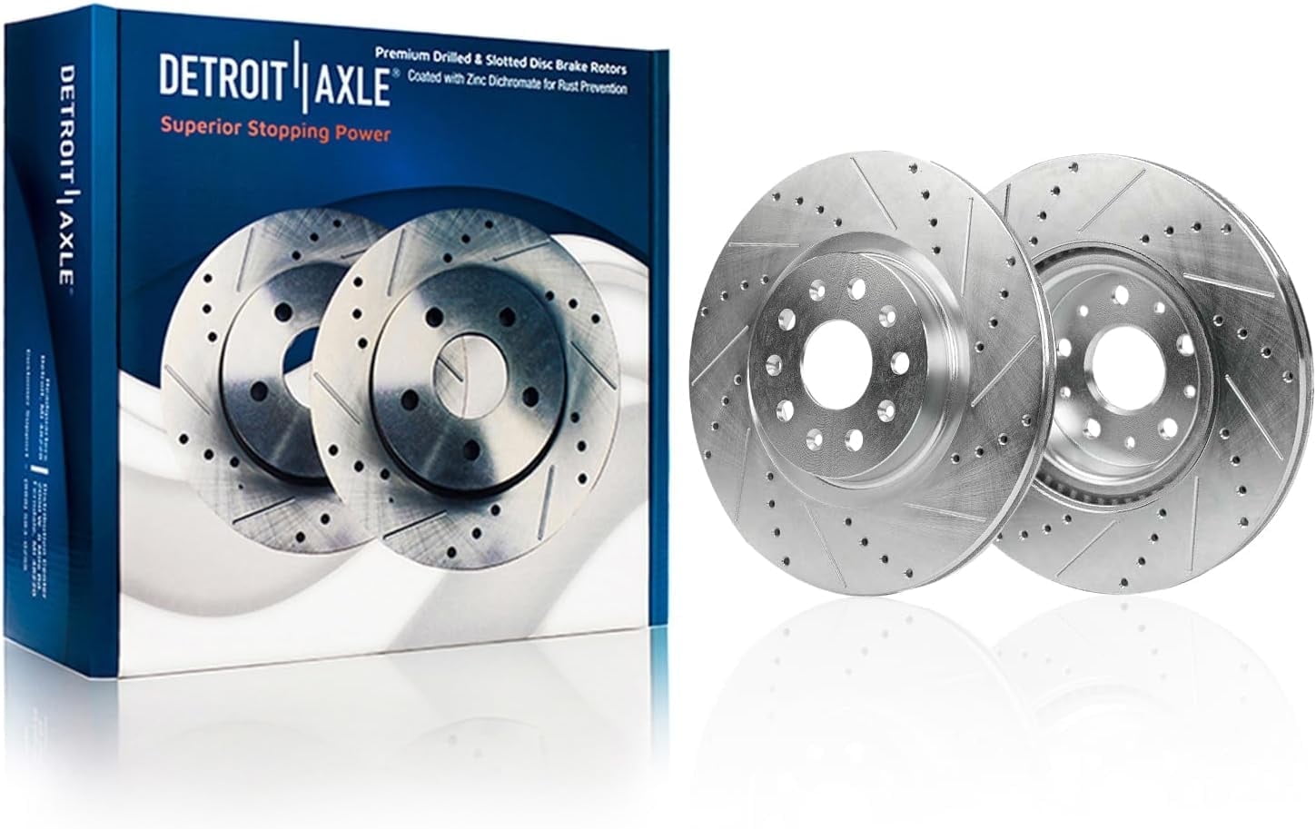 Detroit Axle - Front Brake Rotors for 2016-2024 Chevrolet Camaro, 2020-2025 Cadillac CT5, 2016-2019 CT6, 2014-2019 CTS, Drilled and Slotted Brake Rotors: 13.58" Front Rotor
