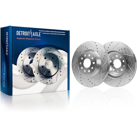 Detroit Axle - Front Brake Rotors for 2016-2024 Chevrolet Camaro, 2020-2025 Cadillac CT5, 2016-2019 CT6, 2014-2019 CTS, Drilled and Slotted Brake Rotors: 13.58" Front Rotor