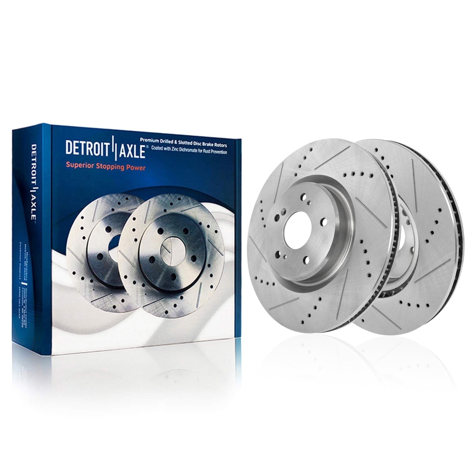 Detroit Axle - 2 Front Brake Rotors for 2019 2020 2021 2022 2023 2024 2025 Acura RDX, Drilled Slotted Disc Brake Rotors Replacement: 12.40" inch Front Rotors