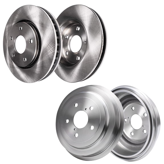 Detroit Axle - 2 Front Disc Brake Rotors 2 Rear Brake Drums for 05-11 Dakota Mitsubishi Raider