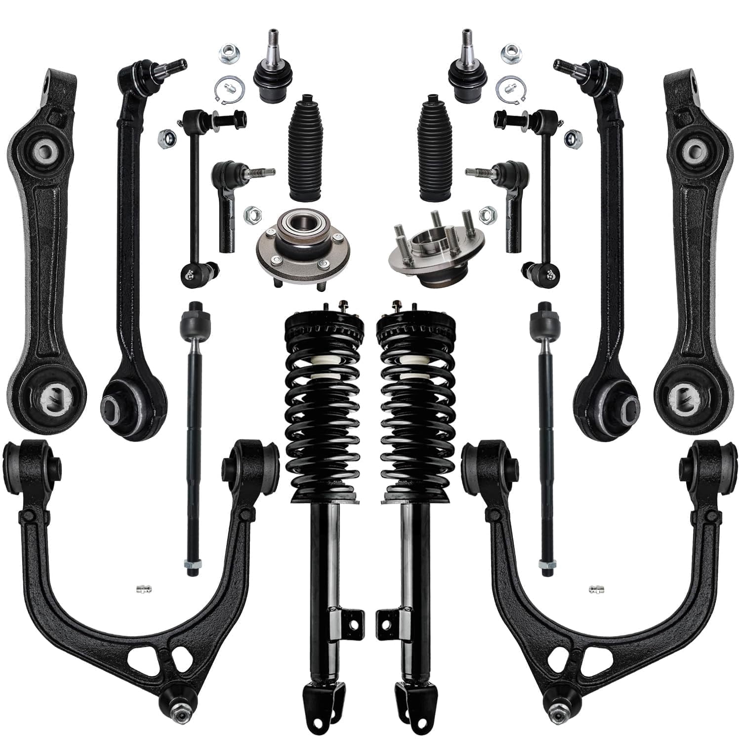 Detroit Axle - 20pc RWD Front End Suspension Kit for Chrysler 300 Dodge Charger Magnum, Control Arms Struts Ball Joints Tie Rods Boots Wheel Bearing Hubs Sway Bars Replacement Struts Shocks