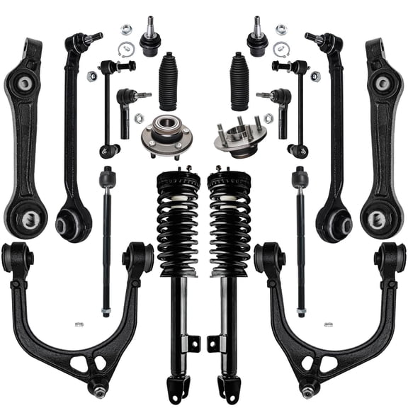 Detroit Axle - 20pc RWD Front End Suspension Kit for Chrysler 300 Dodge Charger Magnum, Control Arms Struts Ball Joints Tie Rods Boots Wheel Bearing Hubs Sway Bars Replacement Struts Shocks