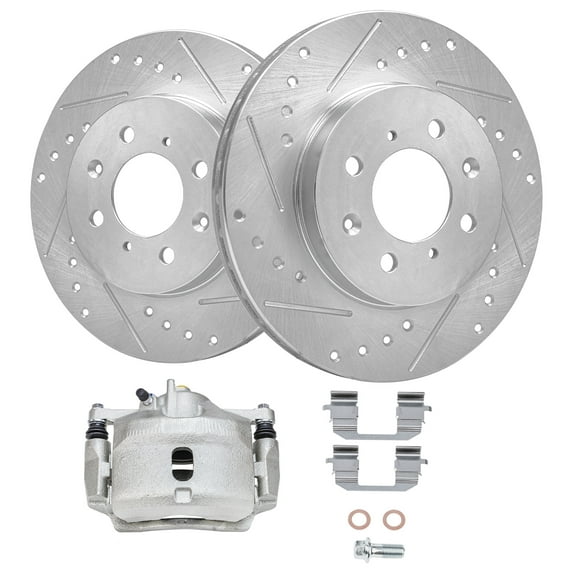 Detroit Axle - 262mm Front Drilled Rotors Right Brake Caliper Replacement for Honda Civic Insight Acura EL Fits select: 2004-2005 HONDA CIVIC LX, 2002-2003 HONDA CIVIC EX