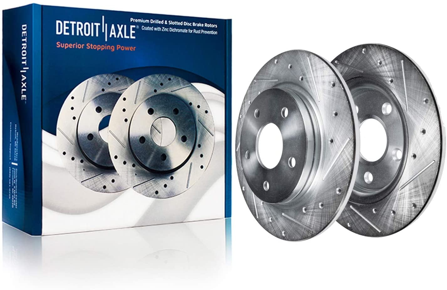 Detroit Axle 262mm Rear Drilled & Slotted Brakes and Rotors Brake