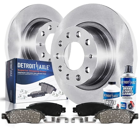 Detroit Axle - Rear Brake Kit for Volkswagen Passat Golf GTI Disc Brake Rotors Ceramic Brake Pads [10.70 inch Rotors]