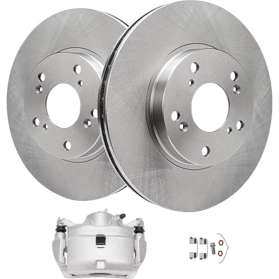 Detroit Axle - 282mm Front Disc Rotors Right Brake Caliper w/Bracket Replacement for Honda CR-V Element - 3pc Set Fits select: 2002-2004 HONDA CR-V EX, 2003-2011 HONDA ELEMENT EX