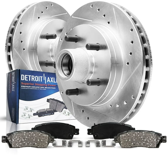 Detroit Axle - 287mm Front Drilled Brake Rotors Ceramic Brakes Pads for Mazda B2300 B3000 B4000 Ford Ranger Explorer