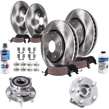 Detroit Axle - Brake Kit for 08-10 Subaru Impreza 09-10 Forester 11.54" Front & 11.26" Rear Disc Brake Rotors Ceramic Brake Pads Front Wheel Bearing Hubs