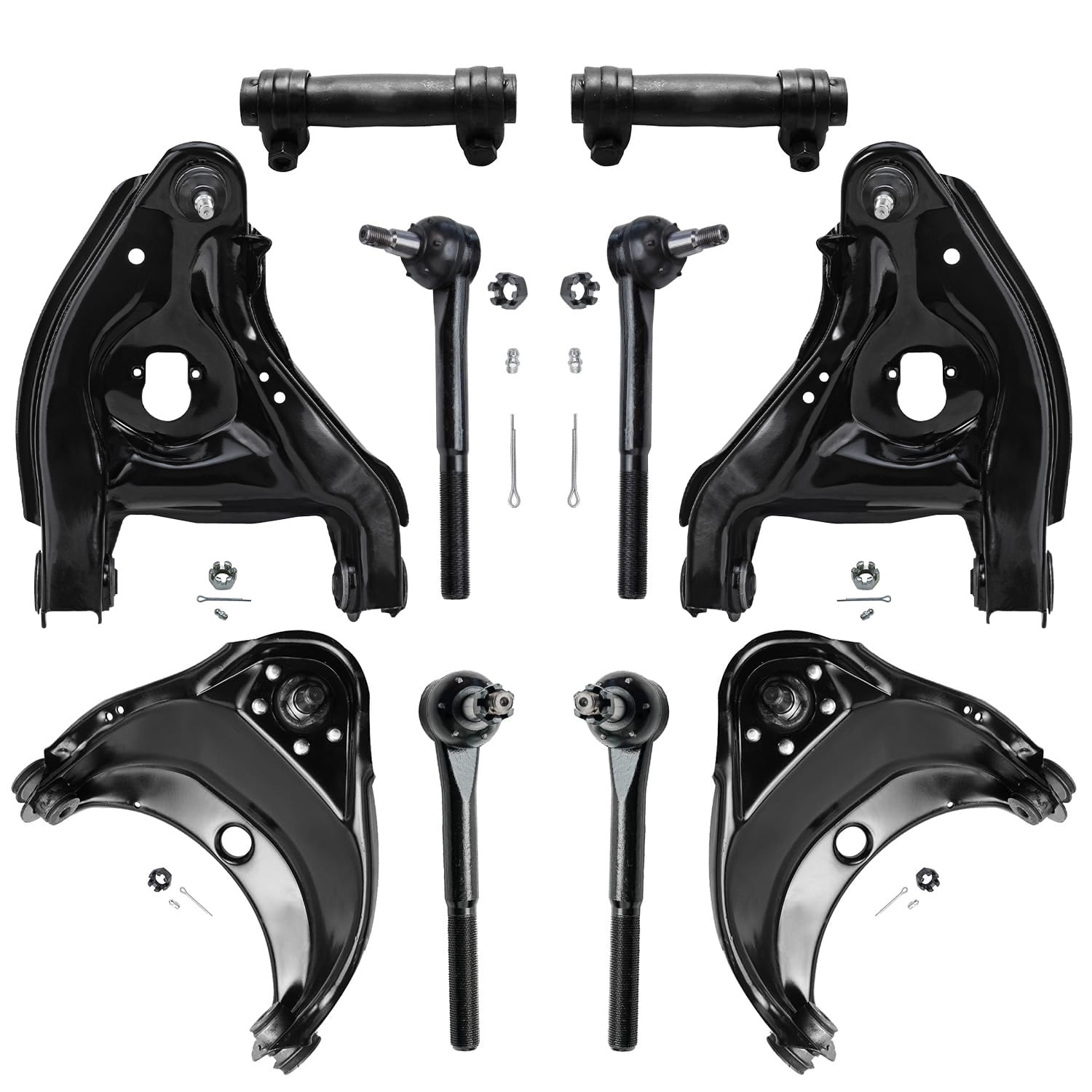 Detroit Axle - 2WD 10pc Front Control Arms Kit for Chevrolet GMC C1500 C2500 Express Savana 1500 2500 Yukon Tahoe, 4 Upper Lower Control Arms w/Ball Joint 4 Tie Rods 2 Adjustment Sleeves