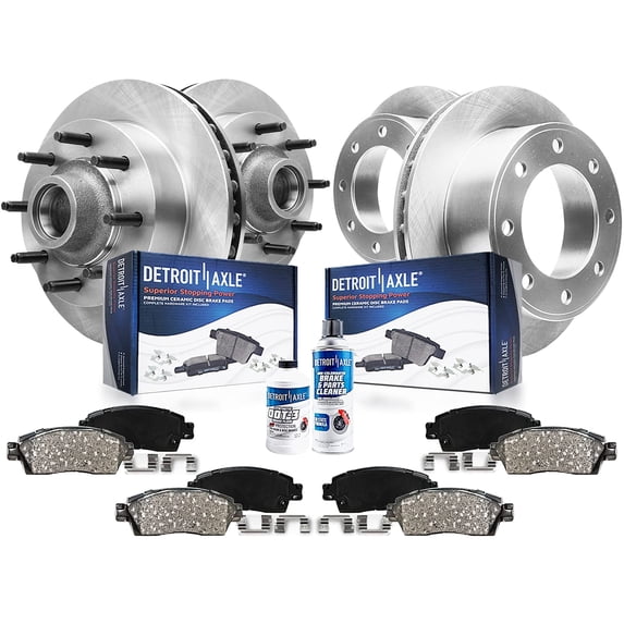 Detroit Axle - 2WD 331mm Front Rear Brakes and Rotors Brake Pads Replacement for Ford F-350 Super Duty Fits select: 1999 FORD F350 SRW SUPER DUTY, 1999-2001 FORD F250 SUPER DUTY