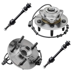 Detroit Axle - 2WD 5 Lug Front Wheel Bearing w/ Hub Assembly and Sway Bar End Links Kit Replacement for 2002 2003 2004 2005 Dodge Ram 1500 (Models with ABS; Excludes Extended Crew Cab) - 4pc Kit