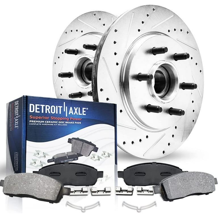 Detroit Axle - 2WD 6-Lug Front Drilled Slotted Brakes and Rotors Brake Pads  Replacement for Ford F-150 Lincoln Mark LT Fits select: 2005-2008 FORD F150  