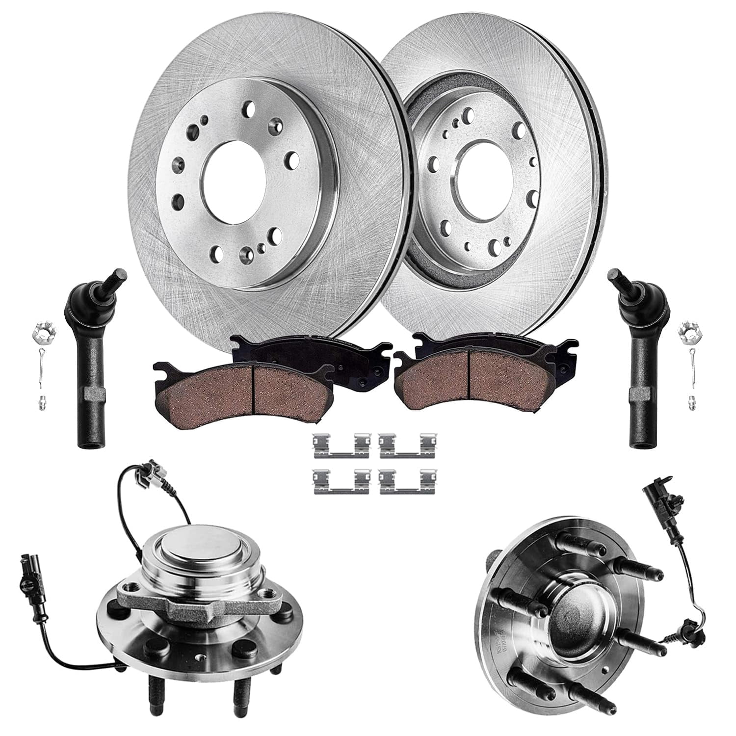 Detroit Axle - RWD Front Disc Brake Rotors Ceramic Pads Wheel Bearing ...