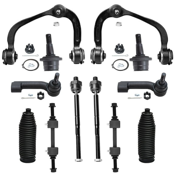 Detroit Axle - 2WD Front 12pc Suspension Kit for 2009-2014 Ford F-150, 2007-2014 Expedition Lincoln Navigator, 2 Control Arms w/Ball Joints 2 Ball Joints 2 Sway Bars 4 Tie Rods 2 Boots Replacement