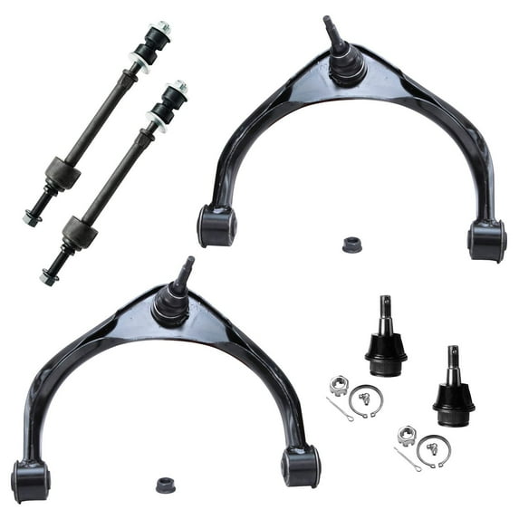 Detroit Axle - 2WD Front 6pc Control Arms Kit for 09-12 Dodge Ram 1500, 2 Upper Control Arms w/Ball Joints 2 Lower Ball Joints 2 Sway Bars 2009 2010 2011 2012 Replacement