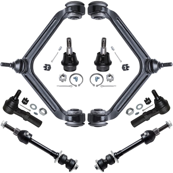 Detroit Axle - 2WD Front 8pc Suspension Kit for 2002-2005 Dodge Ram 1500, 2 Upper Control Arms w/Ball Joint 2 Lower Ball Joints 2 Outer Tie Rods 2 Sway Bars Replacement