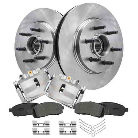 Detroit Axle - RWD Front Brake Kit for 2004 2005 Ford F-150 Disc Brake Rotors Brake Calipers w/Brackets Ceramic Brakes Pads Replacement: 6 Lug Models with 12.99 inch" Front Rotor Diameter