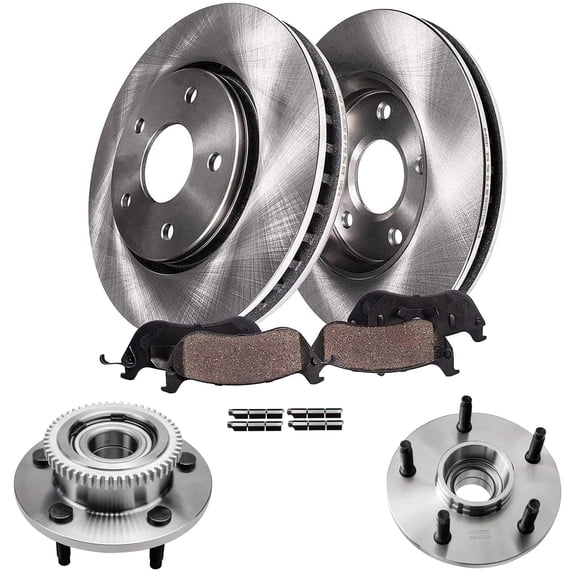 Detroit Axle - 2WD Front Brake Kit for 2000-2001 Dodge Ram 1500 Brake Rotors Ceramic Brakes Pads Wheel Bearing Hubs Assembly Replacement