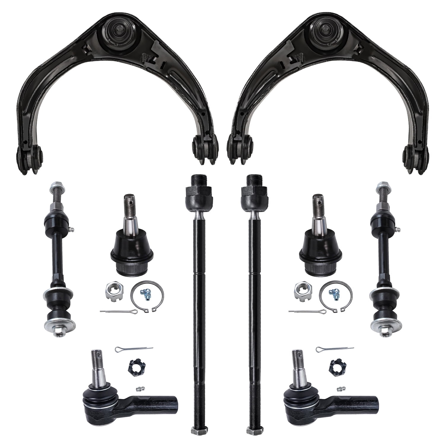 Detroit Axle - 2WD Front End 10pc Suspension Kit for Dodge Ram 1500 2006 2007 2008, 2 Upper Control Arms 2 Lower Ball Joints Inner Outer 4 Tie Rods 2 Sway Bars Replacement 5 Lugs