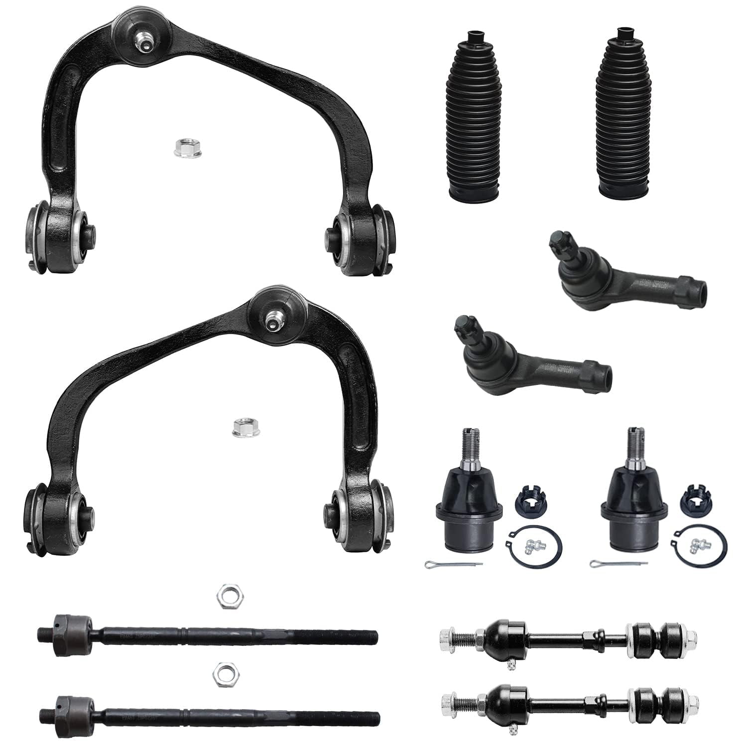 Detroit Axle - 2WD Front End 12pc Suspension Kit for 05-08 Ford F-150 Lincoln Mark LT 2005 2006 2007 2008, 2 Upper Control Arms 2 Lower Ball Joints 4 Outer Inner Tie Rods 2 Sway Bars 2 Boots