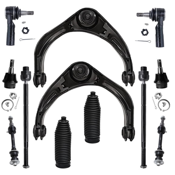 Detroit Axle - 2WD Front End 12pc Suspension Kit for Dodge Ram 1500, 2006 2007 2008, 2 Upper Control Arms 2 Lower Ball Joints 4 Inner & Outer Tie Rods 2 Boots 2 Sway Bars 5 Lugs