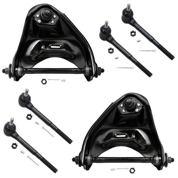 Detroit Axle - 2WD Front End Control Arms Kit for Chevy Blazer S10 GMC Jimmy S15 Sonoma 2 Upper Control Arms w/ Ball Joints 4 Tie Rod End Links Replacement