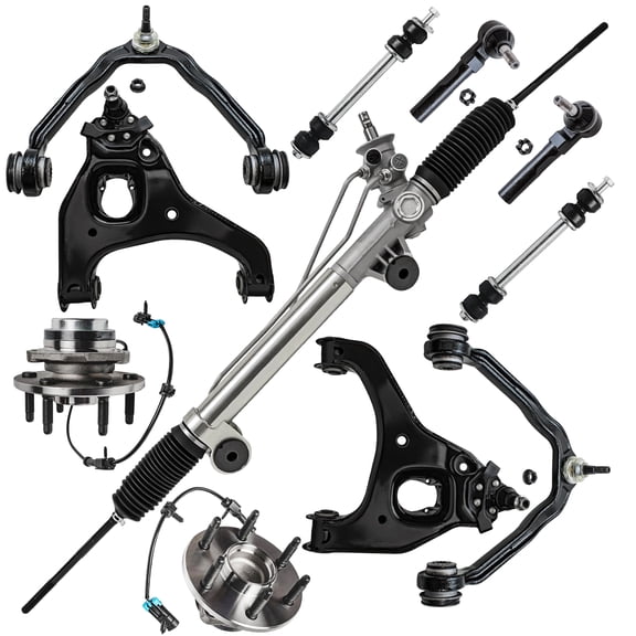 Detroit Axle - 2WD Front End Suspension Kit for 1999-2006 Chevrolet Silverado GMC Sierra 1500, 1 Rack & Pinion 2 Wheel Bearing Hubs 4 Control Arms 2 Sway Bars 2 Outer Tie Rods Replacement