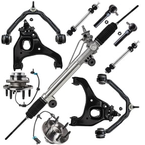 Detroit Axle - 11pc RWD Front End Suspension Kit for 1999-2006 Chevrolet Silverado GMC Sierra 1500, 1 Rack & Pinion 2 Wheel Bearing Hubs 4 Control Arms 2 Sway Bars 2 Outer Tie Rods Replacement