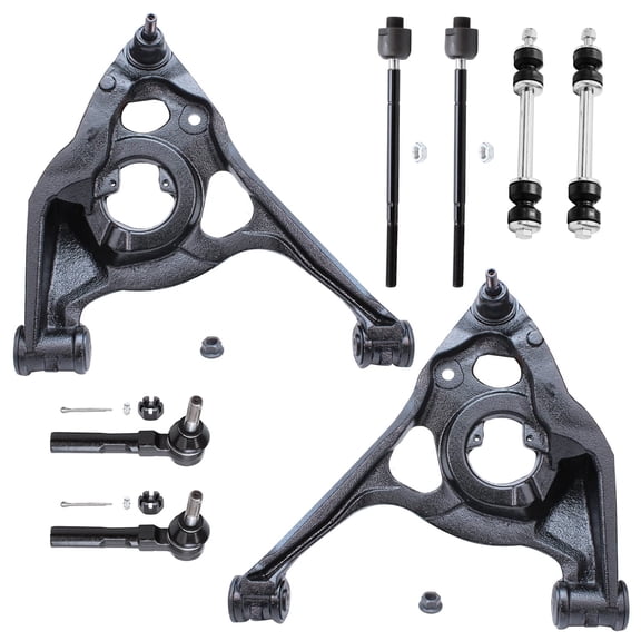 Detroit Axle - 8pc Front End Control Arms Kit for Chevrolet Express GMC Savana 1500 2500, 2 Lower Control Arms w/ Ball Joints 4 Tie Rod Ends 2 Sway Bar Links