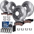 thumbnail image 1 of Detroit Axle - 6 Lug Brake Kit for Chevy GMC Silverado Sierra 1500 Tahoe, 12'' inch Front  12.78'' inch Rear Drilled Slotted Brake Rotors Ceramic Brake Pads Wheel Lug Nuts Socket Keys Replacement, 1 of 7