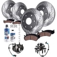 thumbnail image 1 of Detroit Axle - Brake Kit for Chevrolet Suburban Avalanche 1500 Tahoe GMC Yukon Cadillac Escalade, Wheel Bearing Hubs 12'' Front and 12.99'' Rear Drilled Rotors Ceramic Brake Pads, 1 of 8