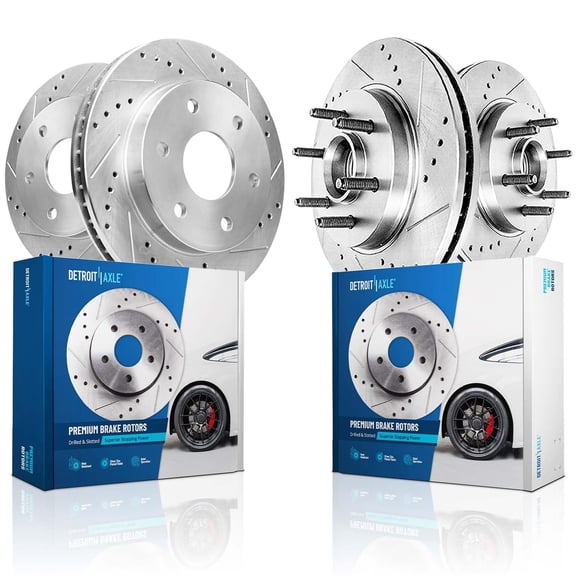 Detroit Axle - RWD Front and Rear Drilled Disc Brake Rotors for 2004-2008 Ford F-150 Lobo 2006-2008 Lincoln Mark LT