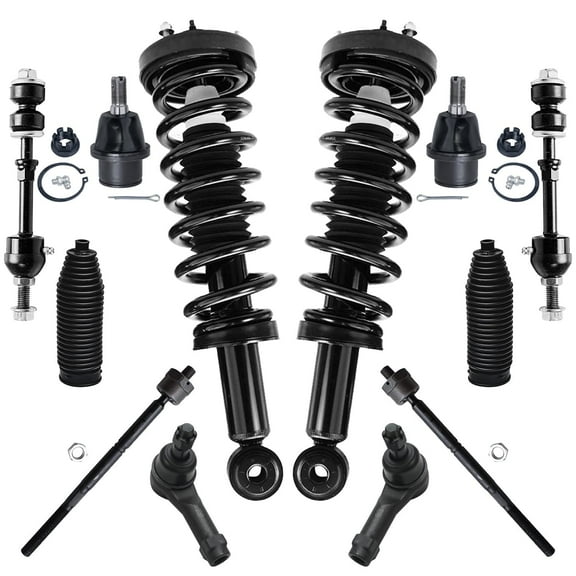 Detroit Axle - 2WD 12pc Front Suspension Kit for Ford 2005-2008 F-150 Lincoln Mark LT, Struts and Coil Spring Lower Ball Joints Sway Bars Tie Rods Boots 2006 2007 Replacement Ready Struts Shocks