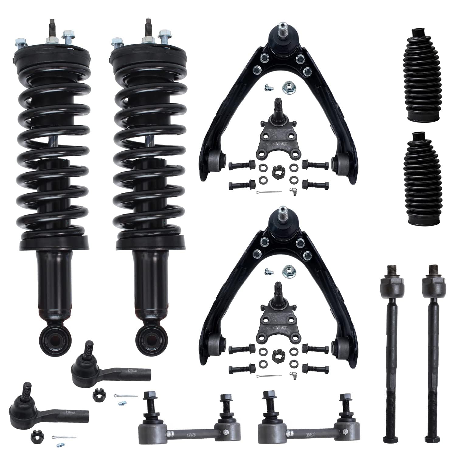 Detroit Axle - 2WD 14pc Front Suspension Kit for 06-12 Chevy Colorado GMC Canyon, Struts Upper Control Arms Lower Ball Joints Sway Bars Tie Rods 2007 2008 2009 2010 2011 Replacement Struts Shocks